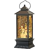 Wondise Lighted Musical Snow Globe Lantern with 6 Hour Timer, 12 Inches USB Powered & Battery Operated Spinning Water and Swirling Glitter Christmas Snow Globe Lantern Gifts(Snowman Family)