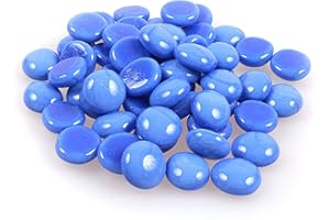 SHINY STONE High Luster Reflective Round Glass Marbles Gravel,Glass Pebbles Stones,Glass Beads, Vase Fillers Beads for Aquarium Succulent Garden Decoration,17-19mm(2/3''-3/4''),335g/0.78lbs (China Blue)
