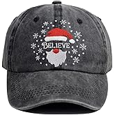 Kamaple for Women Men, Merry Christmas Hat, Embroidered Believe Adjustable Washed Baseball Cap