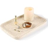 Koville Marble Vanity Tray, 12"x8" Marble Catchall Tray for Countertop Bathroom Kitchen Dresser, Rectangular Decorative Stone Tray for Jewelry Cosmetics Perfume Trinket(Brown)