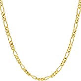 LIFETIME JEWELRY 3.5mm Figaro Chain Necklace for Men and Women 24k Real Gold Plated