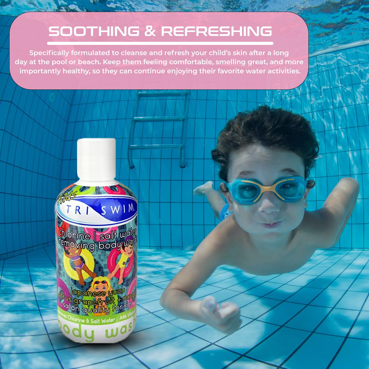 TRISWIM Chlorine Removal Body Wash 8.5oz | Removes Chlorine, Bromine, Hard Water Minerals & Saltwater | Hydrates & Restores Skin | Zen Lime + Mango Scent