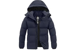 Wantdo Men's Puffer Jacket Thicken Padded Winter Coat with Removable Hood
