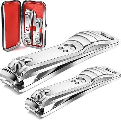 longzon 2 Pack Nail Clippers with Case Ultra Sharp Stainless Steel