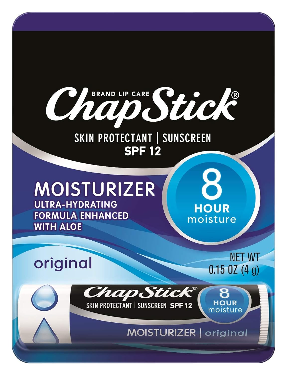 ChapStick Original Lip Moist Skin Protectant Flavored Lip Balm w/ SPF 12, Original Flavor (24 Individual Blister Packs), 24 Count (Pack of 1)