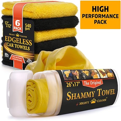 Amazon Com Premium Sar Shammy Towel 26 X 17 Microfiber Cleaning Cloth For Cars 12 X12 Super Car Care Bundle Home Kitchen