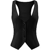 V VOCNI Suit Vest for Women Waistcoat Vintage Steampunk Dressy Casual Racerback Vest Jacket
