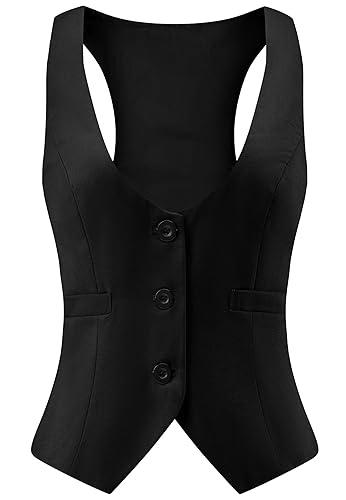 V VOCNI Women's Faux Suede Leather Cowgirl Vest - Vintage Western Waistcoat, Slim Fit, V-Neck, Adjustable Back