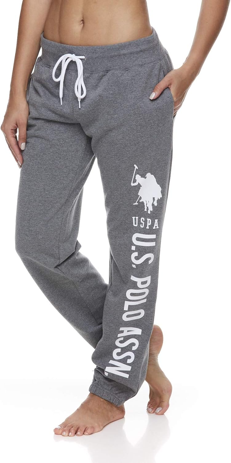 U.S. Polo Assn. Essentials Womens Sweatpants Joggers French Terry Sleep Lounge and Pajama Pants with Pockets: Clothing