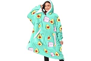 BINSUNS Oversized Wearable Hoodie Blanket, Soft Fuzzy Microfiber & Sherpa Wearable Blanket Sweater with Giant Pocket