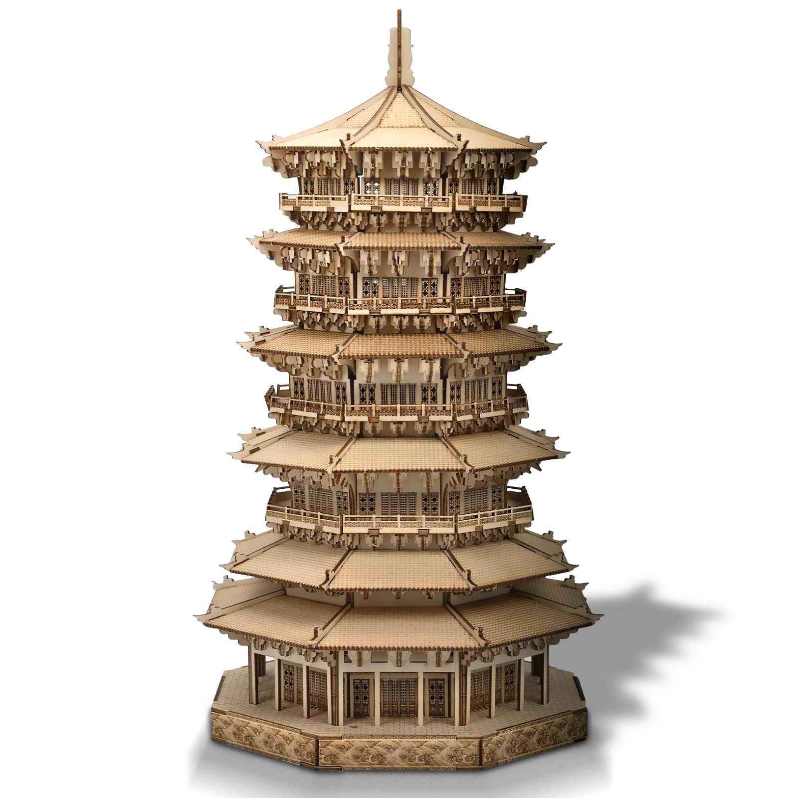 Photo 1 of 3D Wooden Puzzles for Adults - Wooden Pagoda 3D Puzzle, Creative Crafts for Adults, Birthday Christmas Party Favors, Home Decor Gift - Six-Storied Pagoda with LED Light (1287pcs)