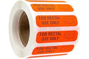 SBLABELS Red for Rectal Use Only Stickers / 500 Small Labels / 0.375" x 1.5" Fluorescent Red Permanent Adhesive Sticker