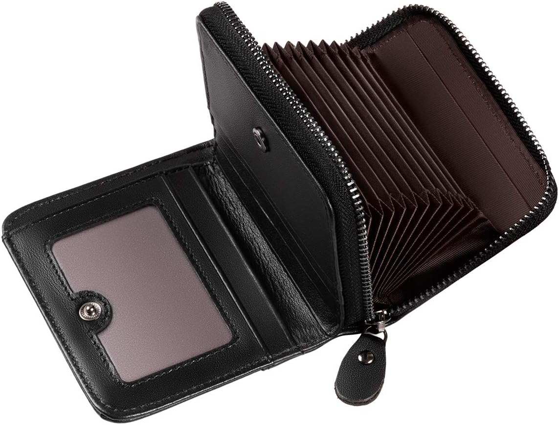 HUANLANG Mens Wallet RFID Blocking Multi Card Holder Wallets for Men Bifold Wallet with Zipper Small Men's Leather Wallet