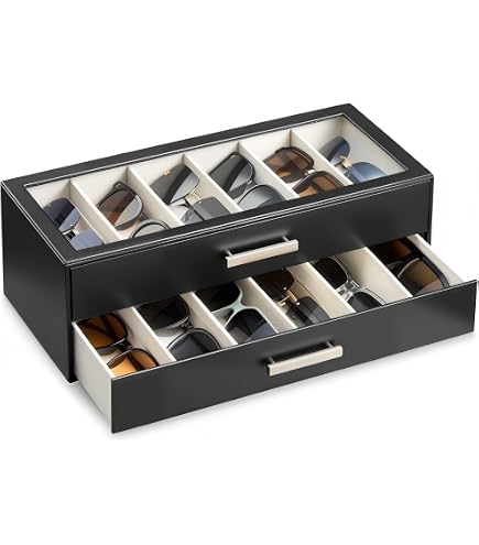 Luckybell 20 Slots PU Leather Sunglasses Organizer Jewelry  display picture 1