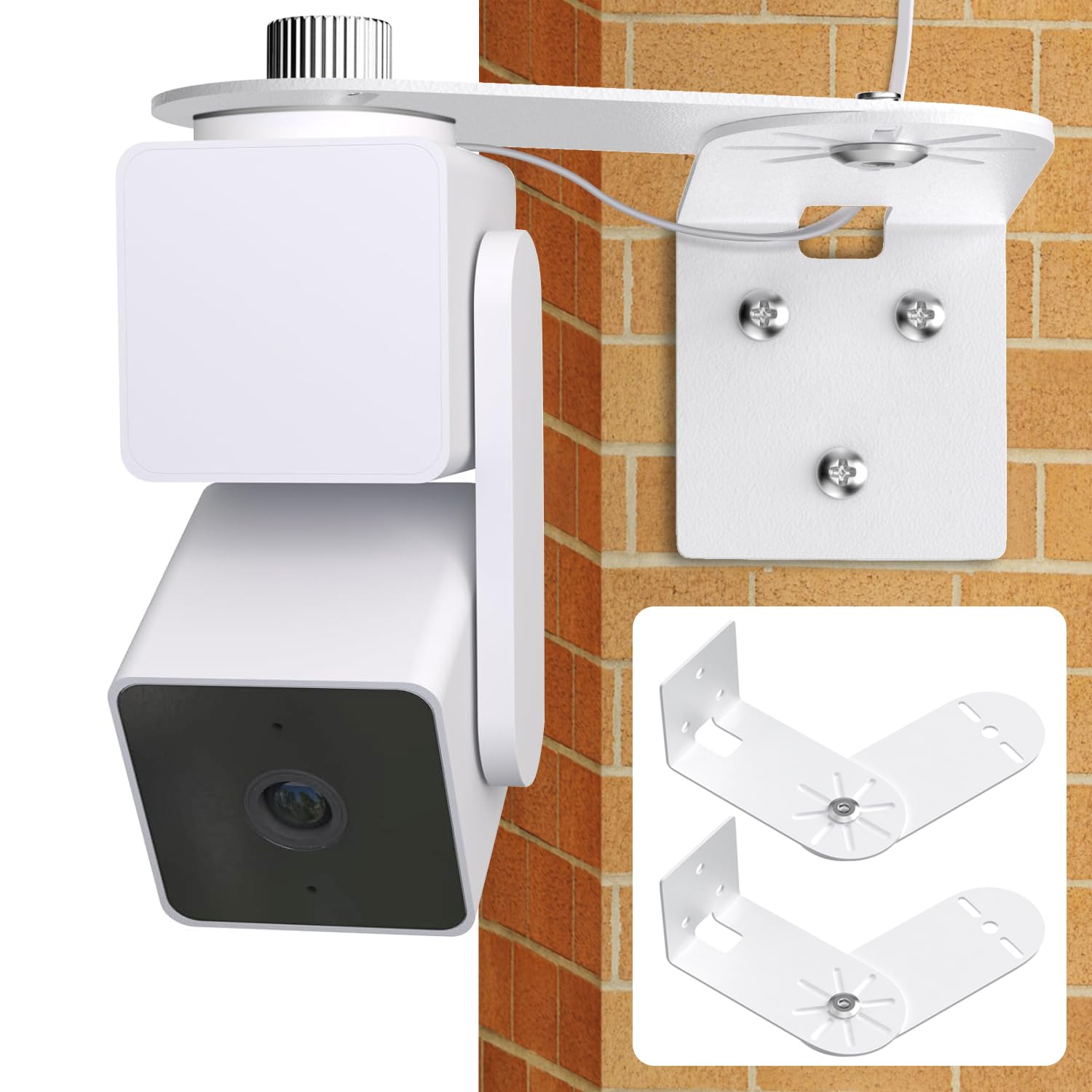 Photo 1 of 2Pack Metal Corner Wall Mount Bracket for Wyze Cam Pan V3/V2, Cam V4/V3/V2, Max Cover Both Sides of The House 300 Degrees Reduce Blind Spots, Indoor Outdoor Mount for Wyze