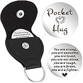 Mabor Pocket Hug Token Pocket Hug Keychain Holder Stainless Steel Double Sided Coin Inspirational Gifts for Cancer Patients Friends Must Have Hug Gifts for Men Women