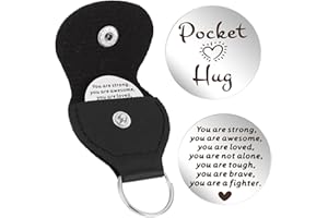 Mabor Pocket Hug Token Pocket Hug Keychain Holder Stainless Steel Double Sided Coin Inspirational Gifts for Cancer Patients Friends Must Have Hug Gifts for Men Women