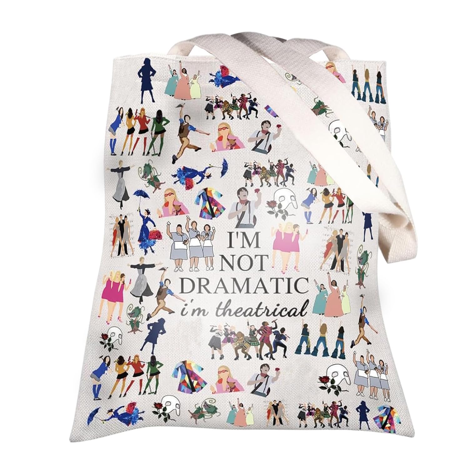 Broadway Character Musical Tote Bag - Theatre Cosmetic Bag Gift - I'm Not Dramatic I'm Theatrical Makeup Pouch