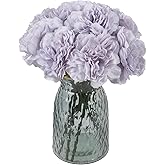 INSUNSIX Purple Carnations Artificial Flowers 10 Pcs Realistic Silk Carnations with Stems for Wedding Party Table Centerpiece Room Bathroom Home Decor