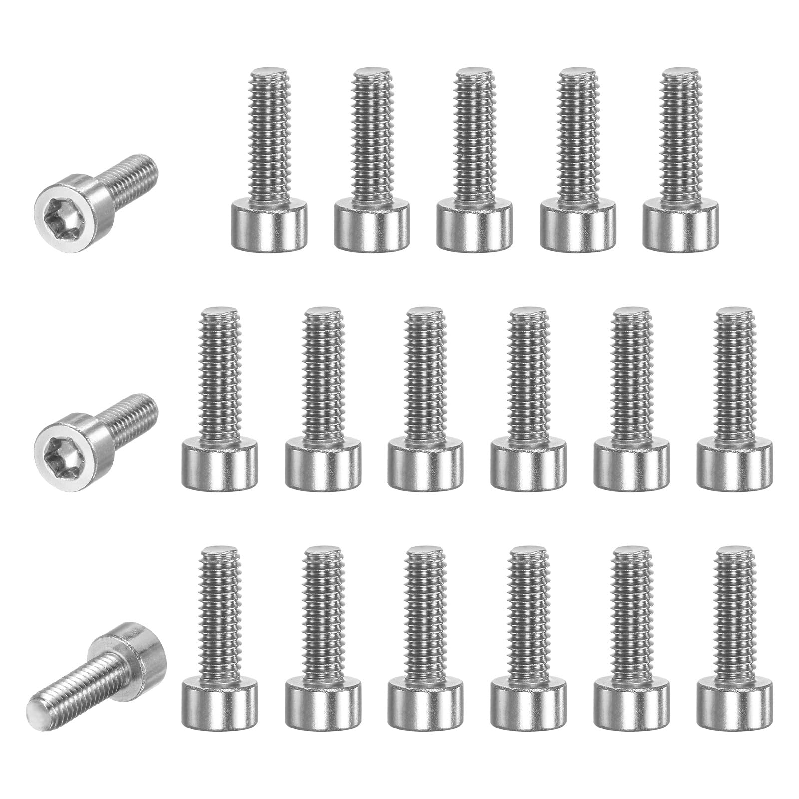 M METERXITY 20-Pack Torx Bolt Spline Screw T20 M4x12mm 0.7mm Pitch Cylindrical Head Plum Screws 304 Stainless Steel for String Trimmer Chainsaw/Light Bar Part Replacement [Silver]