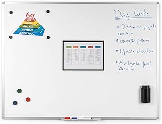BoardsPlus Magnetisches Whiteboard 90 x 60 cm, Mit Aluminiumrahmen und Stifteablage, Tocken Abwischbar, Wiederbeschreibbar