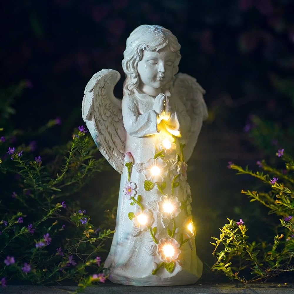 Goodeco Angel Garden Ornament Solar Fairy Statue Yard Decor Gift