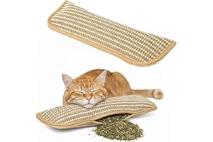 Interactive Catnip Chew Toy with Organic Catnip, Catni-p Pillows for Cats, Soft Sisal Indoor Kitten Scratching & Kicker Toys,
