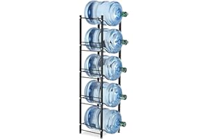 LIANTRAL Water Cooler Jug Rack, 5-Tier Heavy Duty Water Bottle Holder Storage Rack for 5 Gallon Water Dispenser, Save Space (Black)…