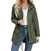 Women's Ligtweight Jackets Anorak Utility Drawstring Waist Hoodie Zip Up Fall Casual Coat with Pockets