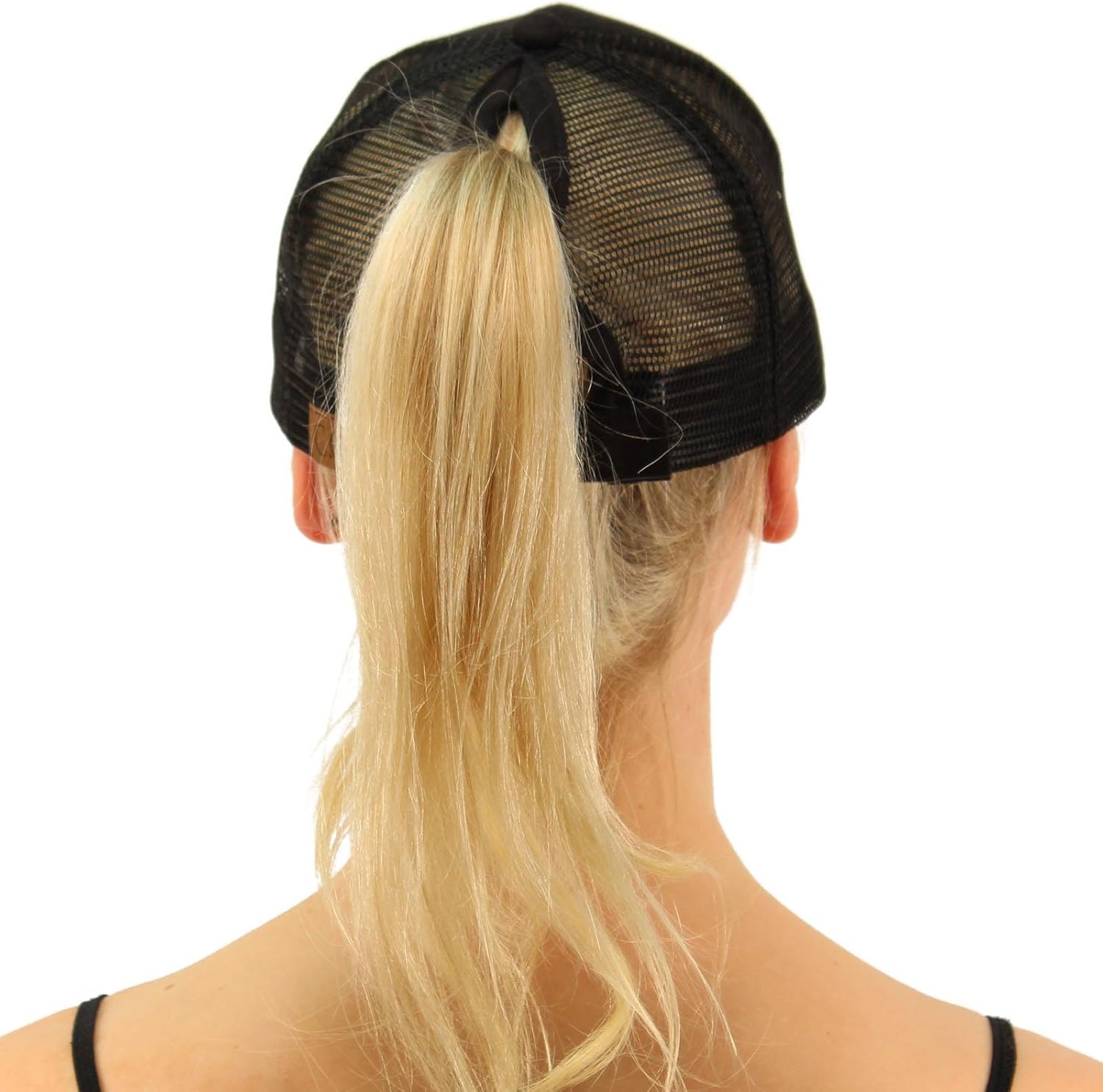 C.C Ponytail Messy Buns Trucker Ponycaps Plain Baseball Visor Cap Dad Hat Black: Clothing