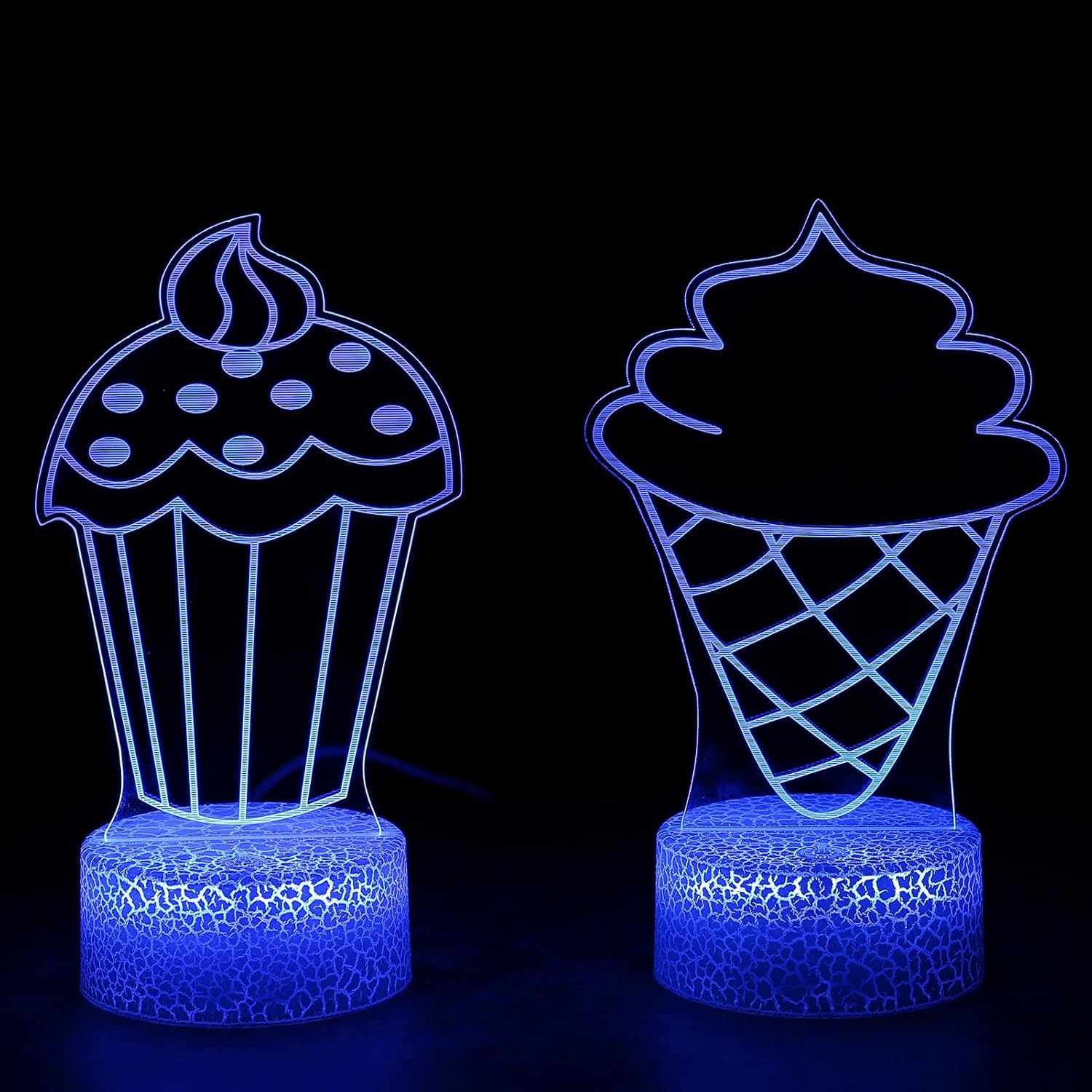 XQjiudj 2PCS Cartoons Night Light，3D Night Light Lamp ，USB Powered 7 Colors Led Lights with Touch Switch for Kids Gifts Bedroom Decoration Lamp