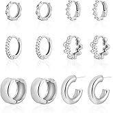 ALLHOLA 6 Pairs Gold Hoop Earrings Set for Women, 14K Gold Plated Small Huggie Hoops Earrings Hypoallergenic, Lightweight Tiny Cartilage Piercings Earrings Jewelry for Women Gifts.