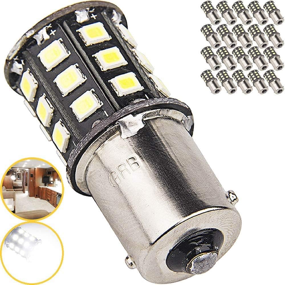 New Generation 1156 1141 1003 33-SMD LED Light bulb Use for RV Indoor Lights, Back Up Reverse Lights, Brake Lights, Tail Lights, Rear Turn Signal Lights (20-Pack, White 6000K-6500K)