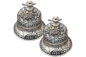 Fidida 2pc Morgan Silver Dollar Bell Craft Bells Small Silver Bells Vintage Metal Hanging Bell for Party Home Holiday Bar Cafe Decoration (Not Real Coin)