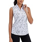 Vidusou Womens Sleeveless Golf Tennis Polo Shirts Moisture Wicking Zip Up Workout Tops