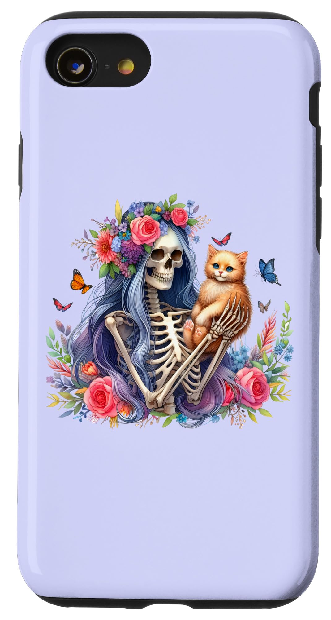 iPhone SE (2020) / 7 / 8 Female Skeleton And Cute Kitten Cat Lovers Halloween Vintage Case