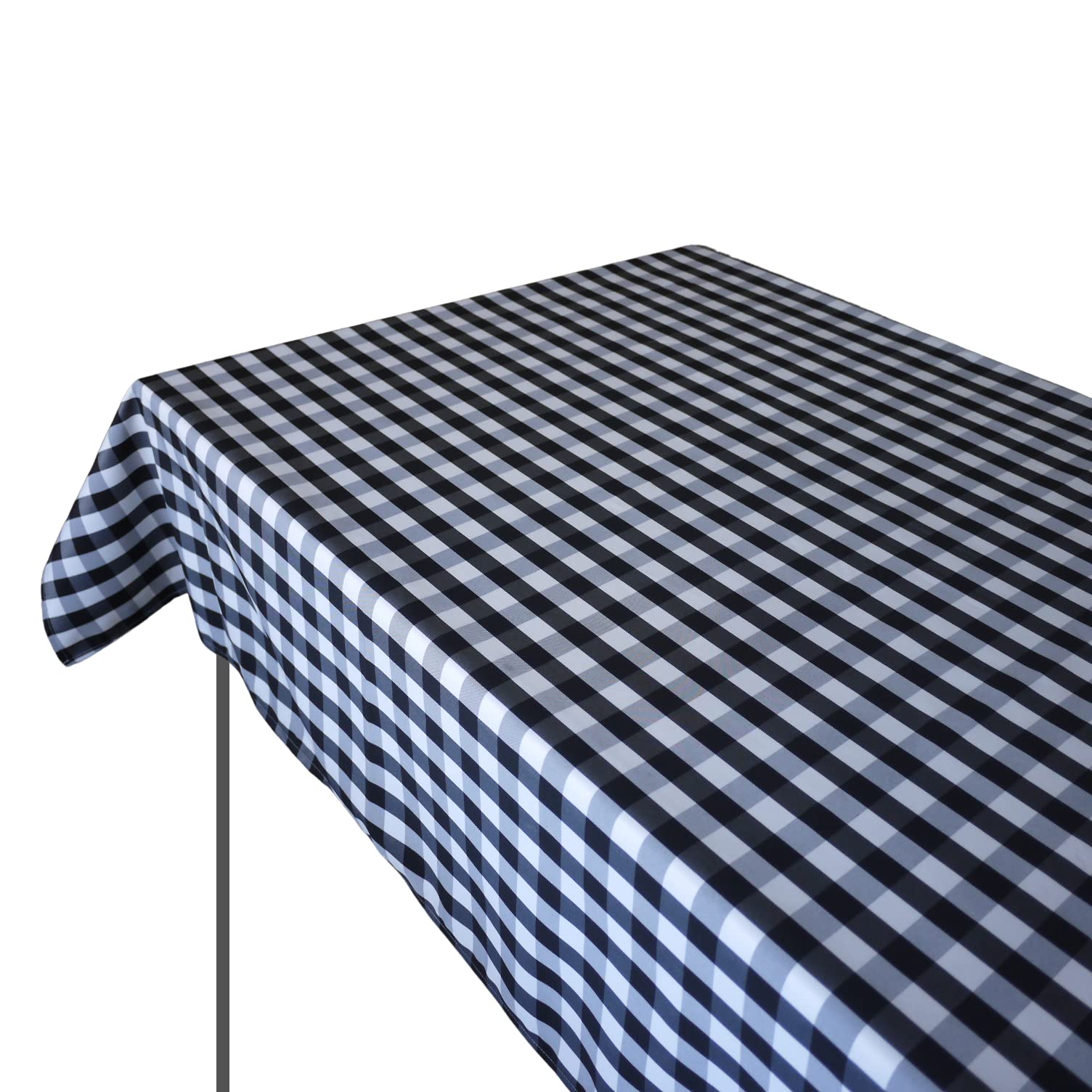 Weavric Checkered Rectangular Tablecloth, 52x114 Inches 132x290cm, Washable Wrinkle Stain Free Gingham for Buffet Table, Outdoor Picnic, Hotel, Restaurant, Party, Holiday, Christmas, Black and White