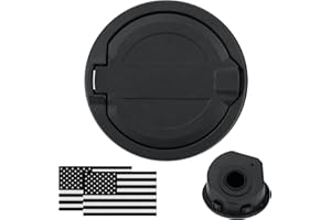 PARFYTER Fuel Filler Door Cap Black Gas Cover Cap Compatible with Jeep Wrangler 2018-2024 JL & JLU 2 door and 4 door + US Flag sticker, ABS plastic Structure Accessories