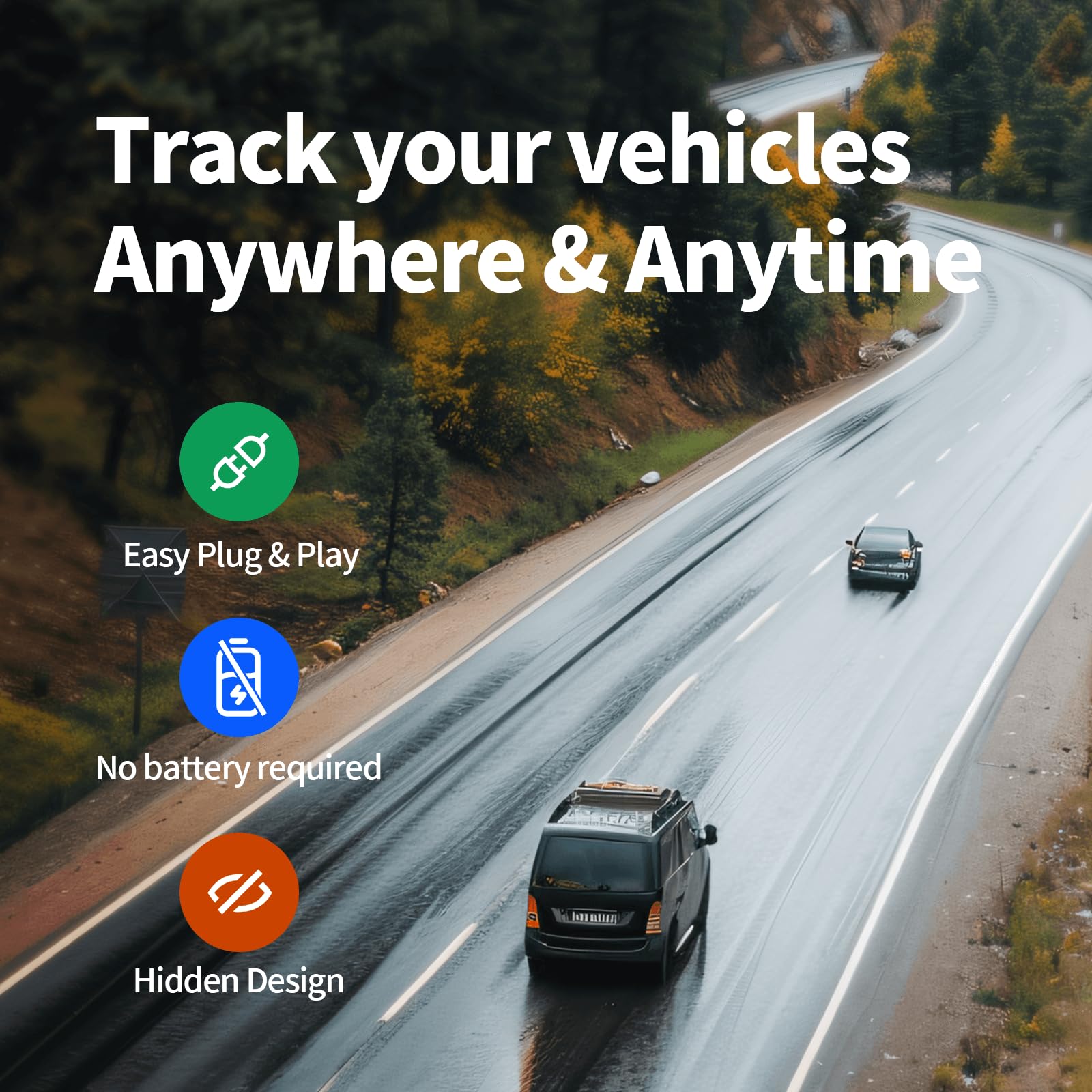 GPS Tracker for Vehicles, No Monthly Fee, No Subscription, Real-Time Tracking, 4G SIM and Data Included, Trip History, GeoFence, Speeding Alerts, OBD