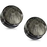 Pierced Owl - Natural Golden Obsidian Stone Convex Double Flared Saddle Plug Gauges, Sold as a Pair