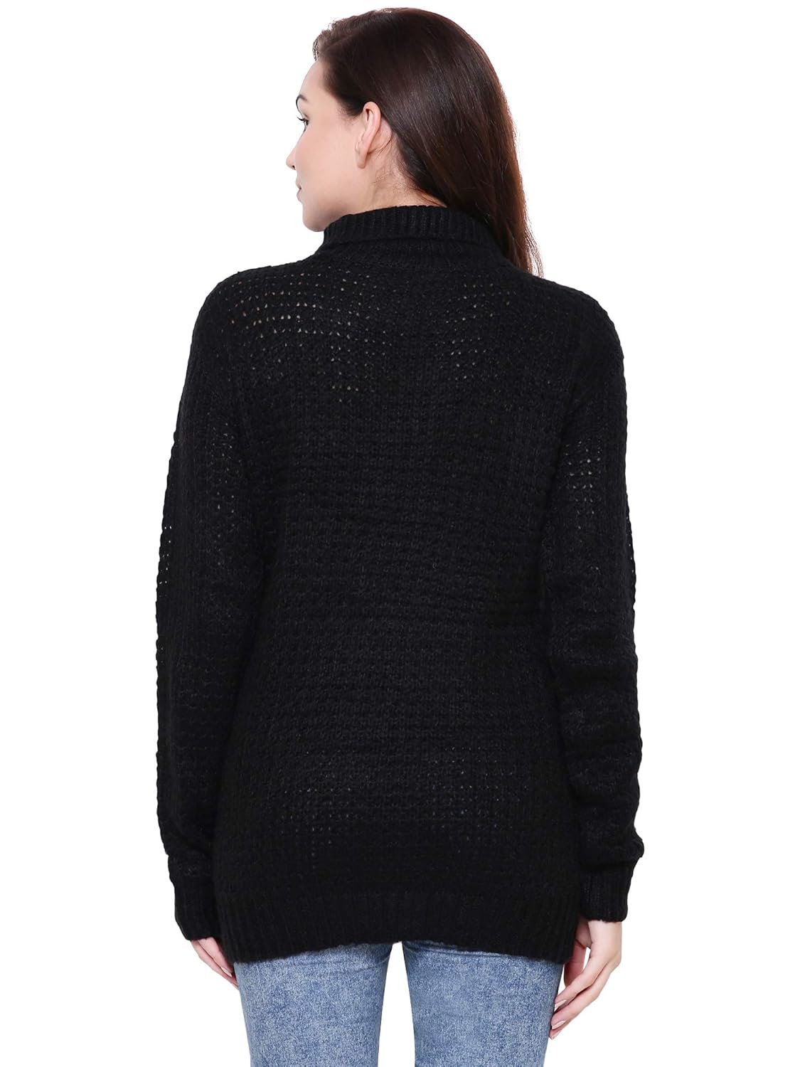 mansicollections black chunky knit choker sweater for women