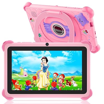 Trayoo Kids Tablet, 7 inch Tablets for Kids, 32GB Toddler Tablet with Case Included, Parental Control, Dual Camera, GMS, WiFi (Pink)