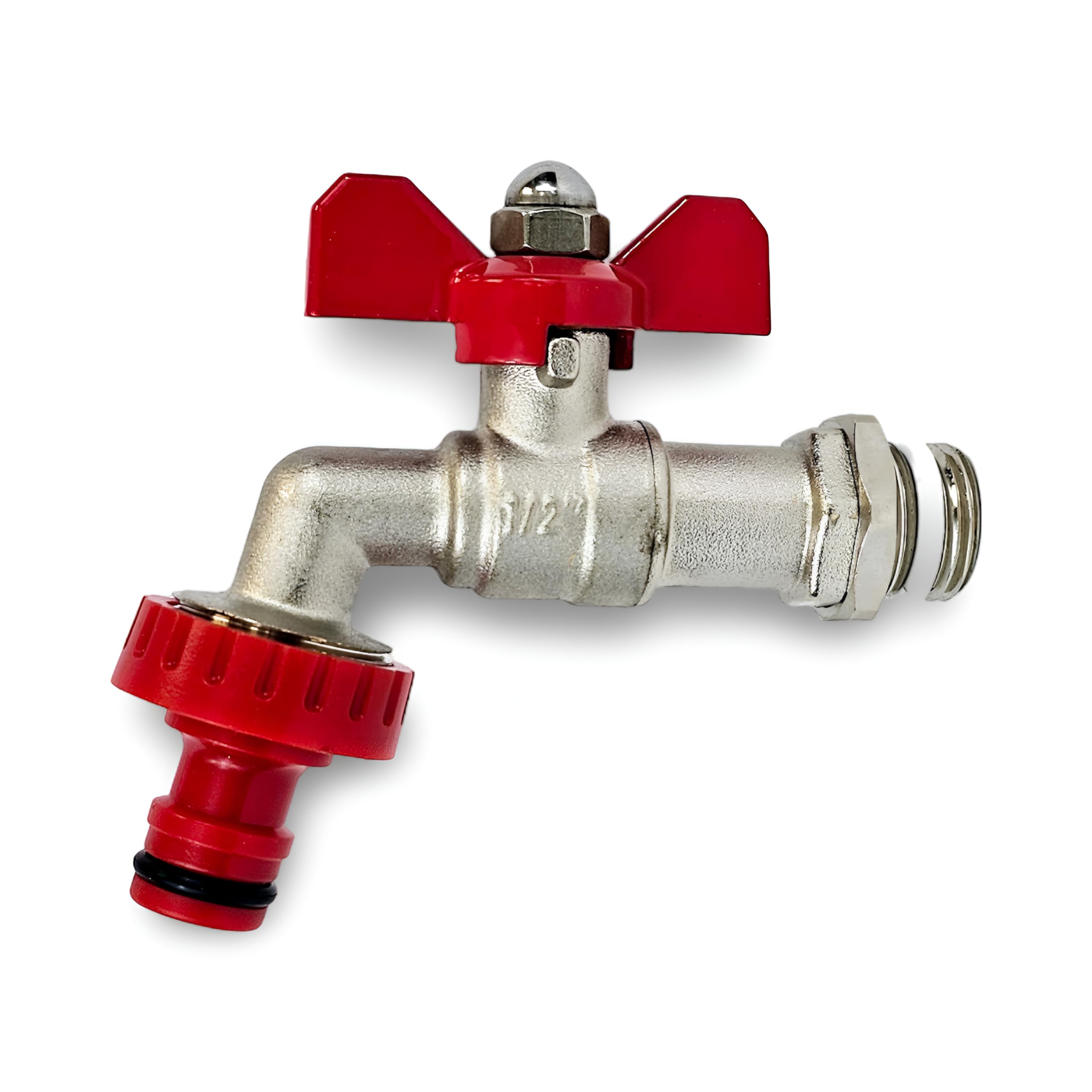 Wärmer System Butterfly Handle Outside Garden Tap with Sealing PTFE and Rotating Nut (1/2 inch Butterfly Handle Garden Tap with Hose Connector)