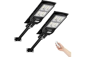 LANGY 2 Pack Solar Street Light 180000Lumens,240 LED Street Lamp with Light Control&PIR Motion Sensor, Dusk to Dawn LED Security Light Solar Flood Light for Square,Yard,Basketball Court