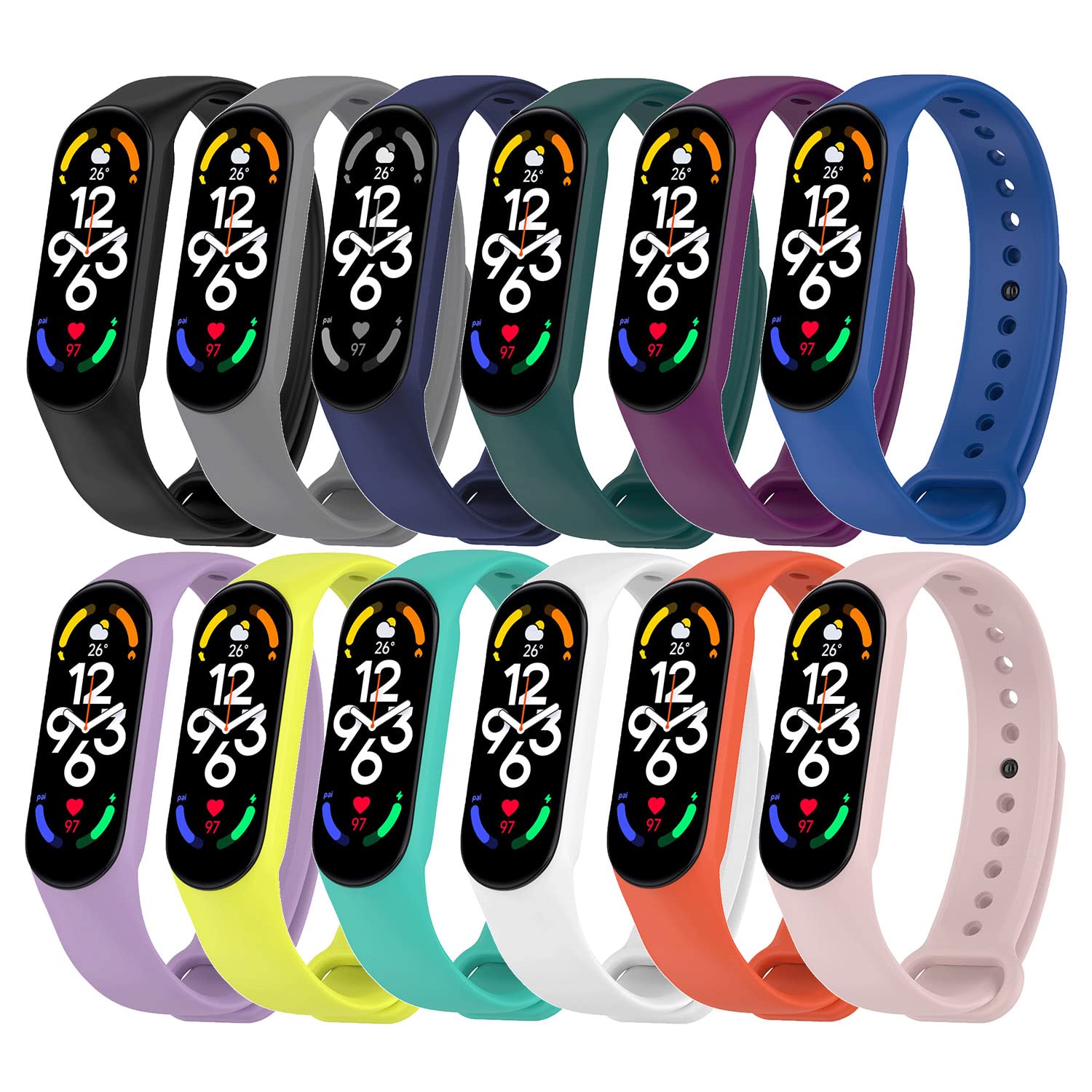 Baaletc Bands Compatible with Xiaomi Mi Band 7/Mi Band 6/Mi band 5 Strap, Replacement Soft Sport Wristband Accessaries Straps Bracelets For mi fit band 7