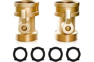 ENNSOO 2 Pack Water Hose Shut Off Valve, Heavy Duty 3/4 Inch Solid Brass Garden Hose Shut Off Valve with 2 Extra Rubber Washers