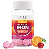 OLLY Delightful Iron Chewable Tablet, Iron Supplement from AB Fortis, Fruit Punch Flavored, 30 or 20 Day Supply - 60 Count