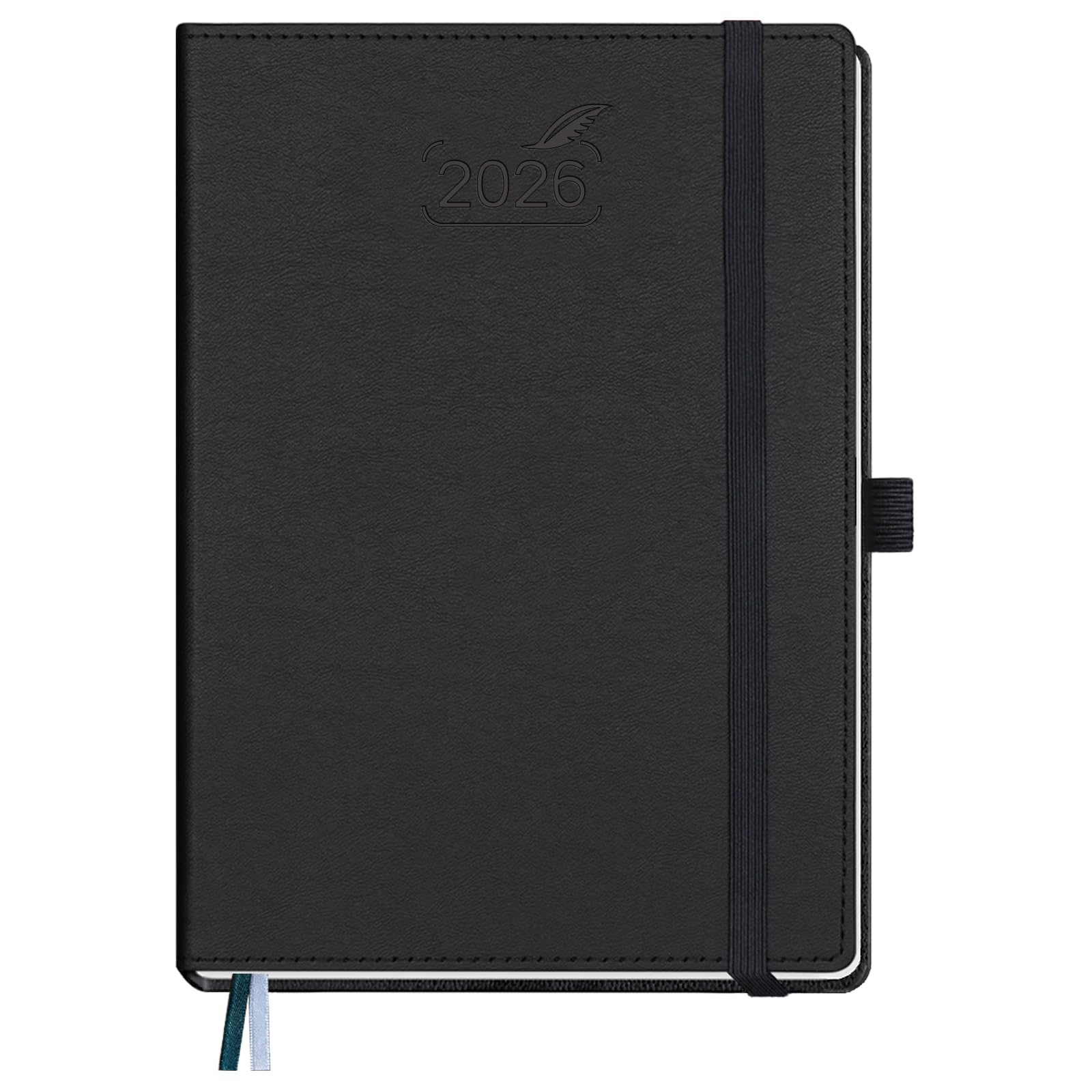 Photo 1 of BEZEND 2026 Planner Weekly and Monthly (6" x 8.5") Daily Calendar with Half-Hourly Timeslots & Tabs (Jan-Dec) Note & Expenses, Pen Holder, Inner Pocket, Vegan Leather Hardcover - Black