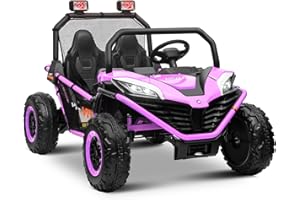 OTTARO 24V 10AH Ride on UTV Cars 2 Seater, Kids Electric Cars Vehicles, Metal Frame, EVA Wheels, 2x200W Powerful Motors, 20” Large 2 Seats, Bluetooth, Remote Control, Max Speed 4.7Mph (Purple Pink)