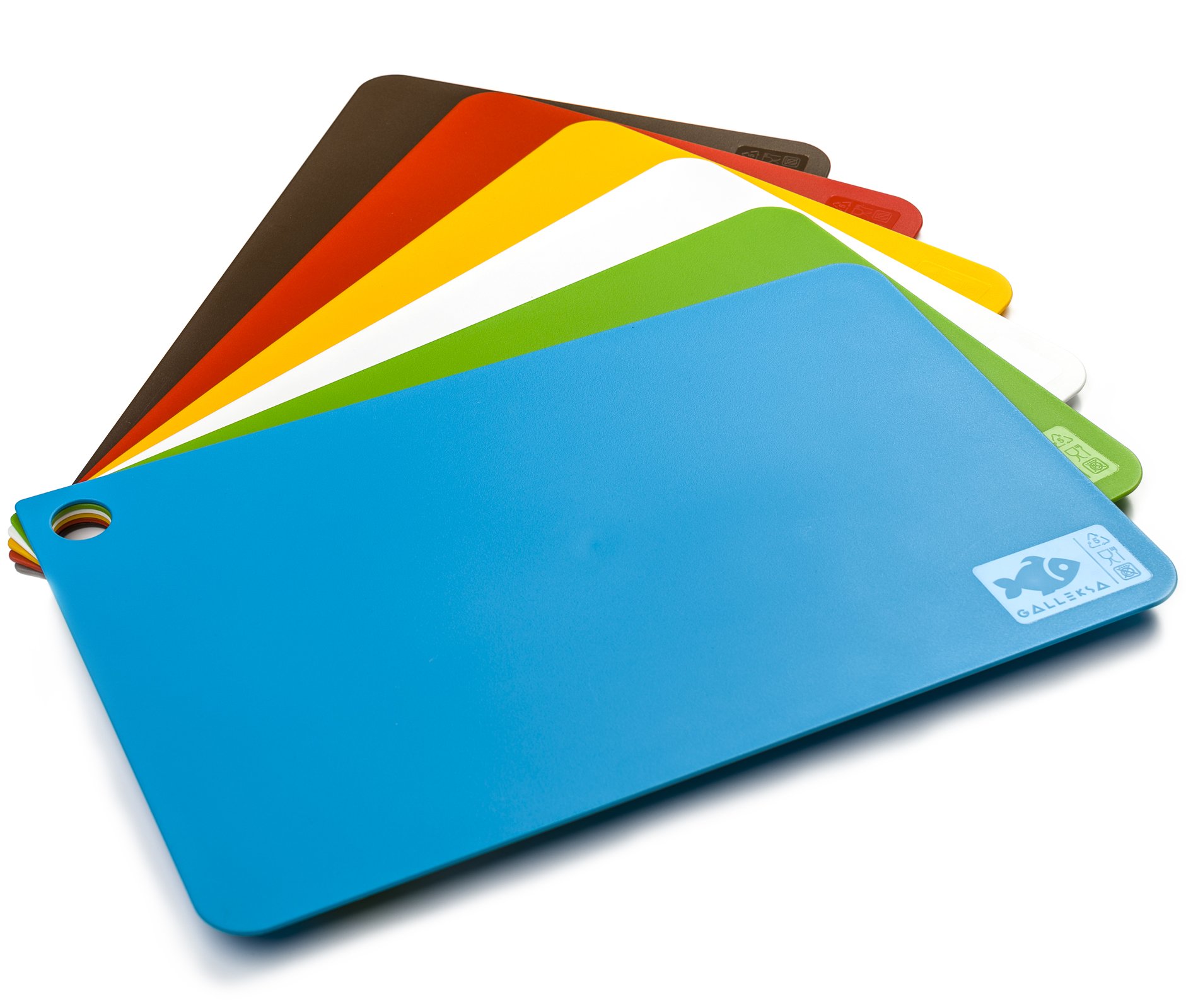 Set of 6 Chopping Mats Flexible Plastic Cutting Boards Sheets Six Large 38x24cm Colour Coded Food Board Mat Multicolour Boxed